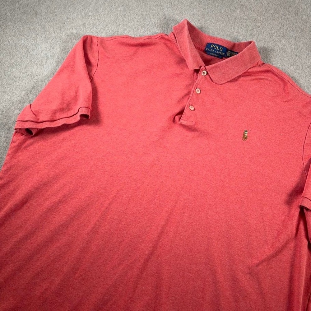 Polo Ralph Lauren Polo Shirt Mens XXL Red Heathered Short Sleeve Classic Fit